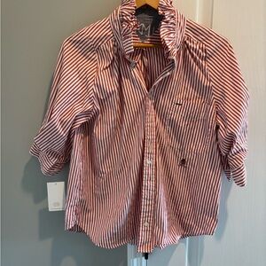 Kate Mchale Jensen KMJ - Red and White Striped Women's Button Down Shirt